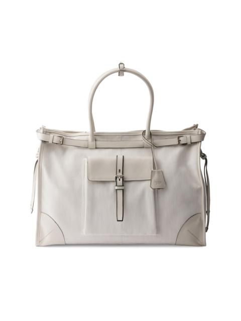 Prada Men's Bonnie Denim and Leather Tote Bag - White
