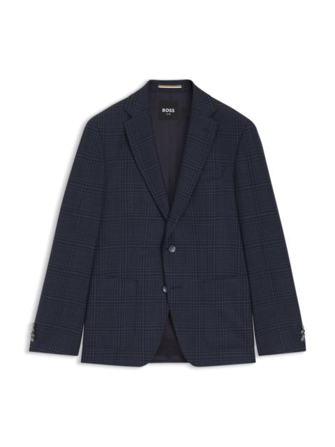 BOSS CHECKED SLIM-FIT JACKET IN VIRGIN WOOL