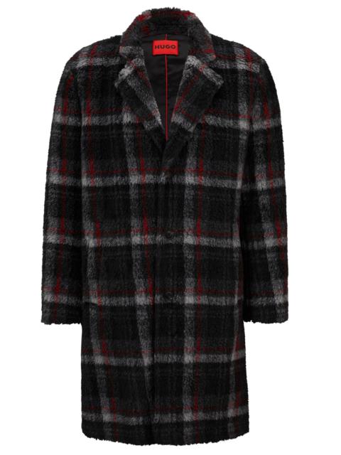 HUGO REGULAR-FIT COAT IN CHECKED TEDDY FABRIC