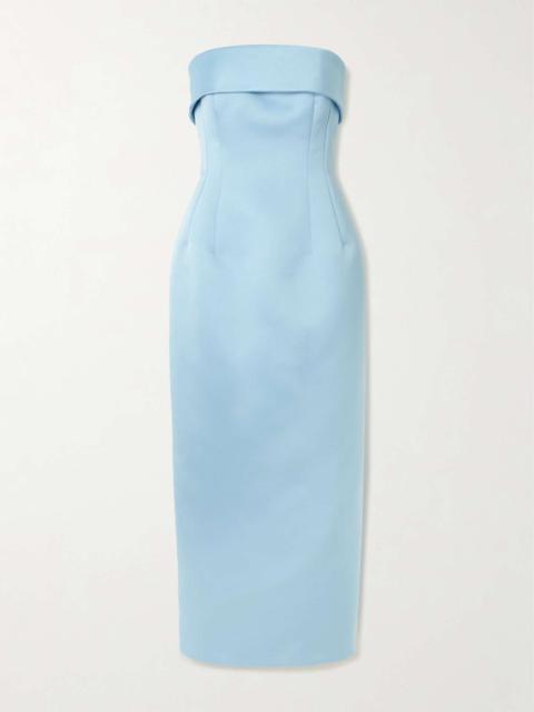 EMILIA WICKSTEAD Keeley Mudu strapless duchesse-satin midi dress Light blue