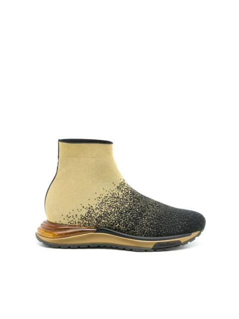 FERRAGAMO metallic sock sneakers