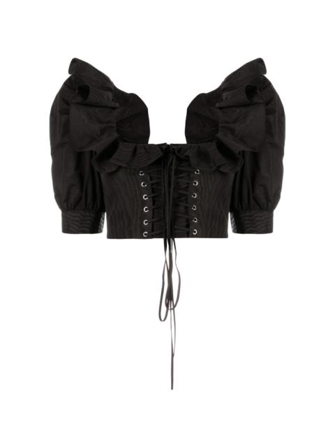 Alessandra Rich ruffle-collar corset-style blouse