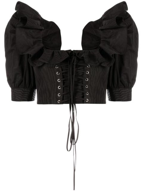 Alessandra Rich ruffle-collar corset-style blouse