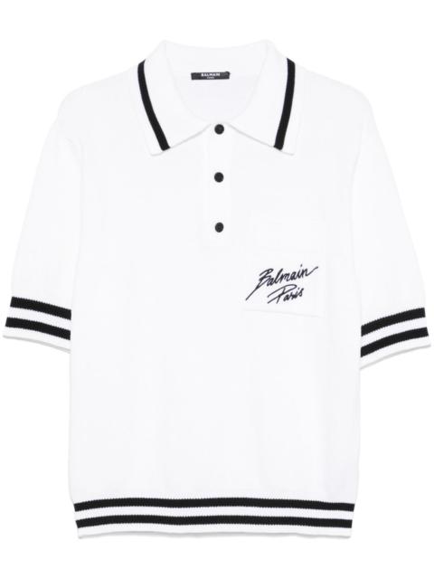 Balmain logo signature-embroidered polo shirt