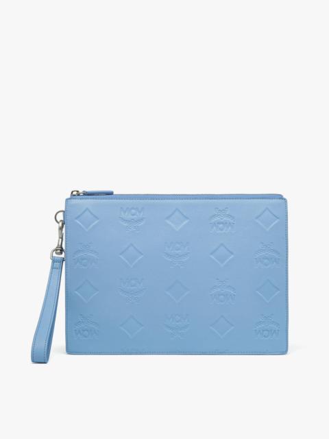 MCM Aren Wristlet Zip Pouch in Maxi Monogram Leather