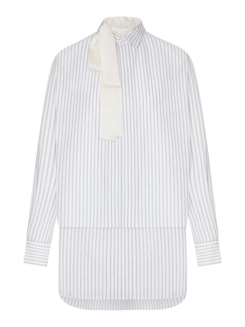sacai STRIPED SHIRT DRESS WITH INTEGRATED SCARF