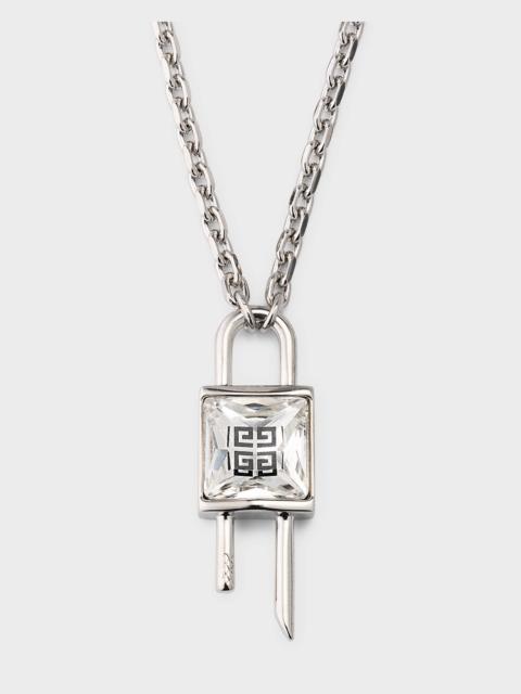 Mini Lock Silver Crystal Necklace