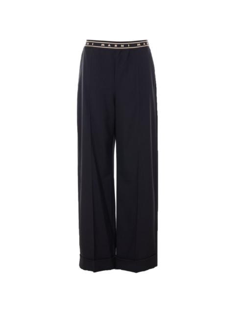 Marni elasticated logo-band trousers