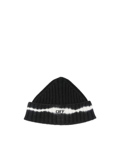 Off-White ribbed-knit beanie