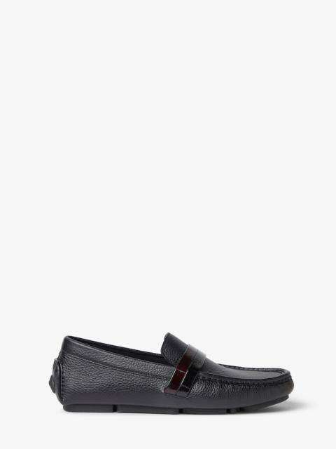 FENDI Pequin Drivers Black leather driver loafers