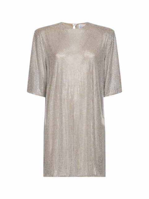 GIUSEPPE DI MORABITO Silver crystal-embellished tulle T-shirt mini dress