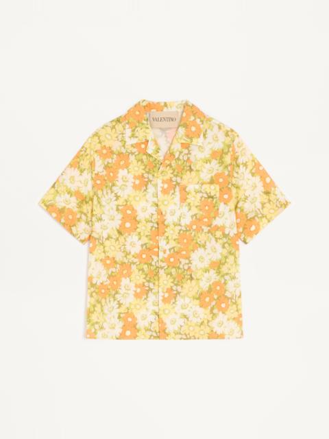 Valentino VALENTINO COTTON BOWLING SHIRT WITH PAPIER FLORAL PRINT