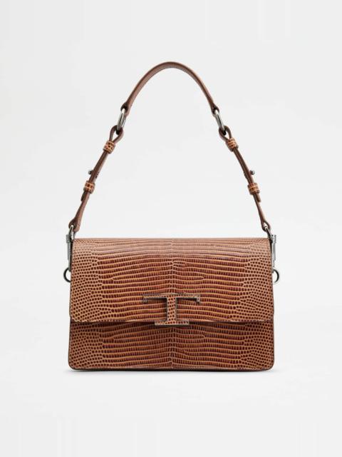 Tod's T TIMELESS SHOULDER BAG IN LEATHER MINI - BROWN