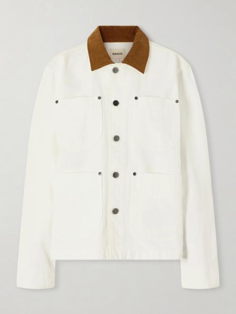 KHAITE Wyatt Corduroy-trimmed Denim Jacket