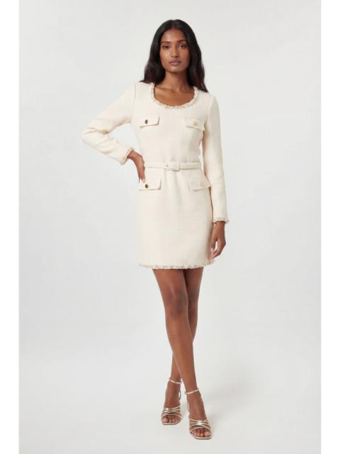 KAREN MILLEN Tweed Embellished Trim Tailored Belted Mini Dress