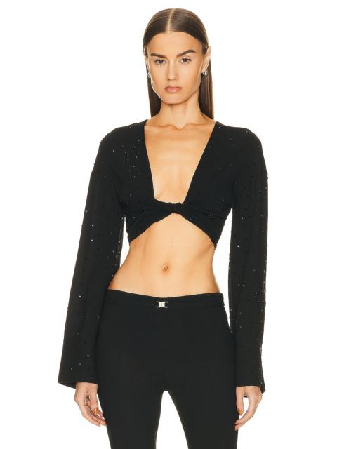 Blumarine Long Sleeve Hot Fix Crop Top