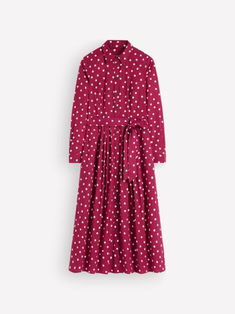 BODEN Alexa Cotton Midi Shirt Dress-Ruby Red, Boden Spot