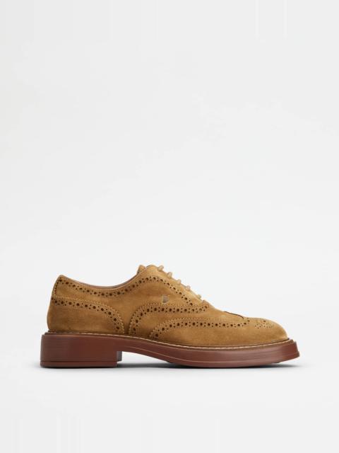 Tod's LACE-UPS IN SUEDE - BROWN