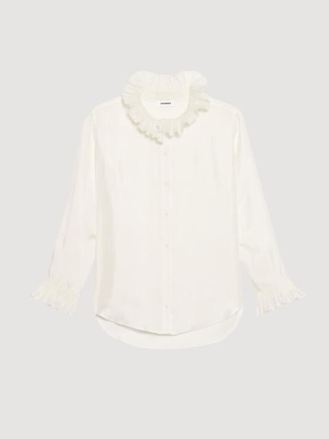 Sandro SILK SHIRT WITH GATHERED COLLAR