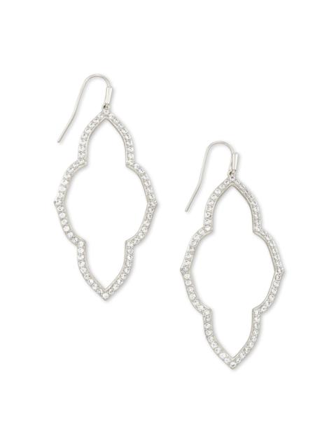 KENDRA SCOTT Abbie Silver Open Frame Earrings in White Crystal