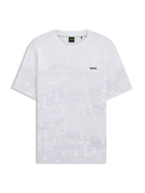 BOSS MERCERIZED-COTTON T-SHIRT WITH PRINTED GRAPHICS