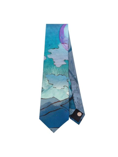 graphic-print silk tie