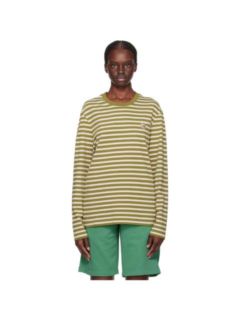 Maison Kitsuné Khaki & Off-White Fox Head Long Sleeve T-Shirt