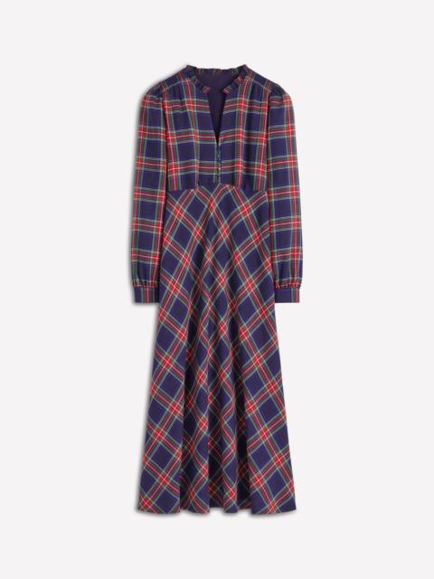 BODEN Cassie Check Tea Dress-Navy, Green and Red Check
