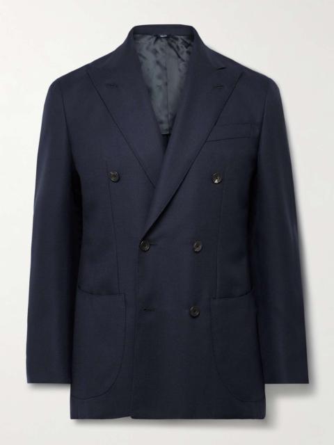 THOM SWEENEY Slim-Fit Double-Breasted Wool-Hopsack Blazer