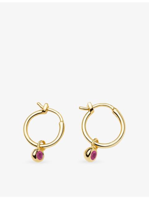 MISSOMA July Birthstone Mini Charm 18ct Yellow Gold Plated Brass And Ruby Hoop Earrings