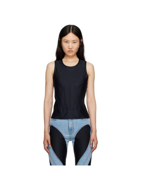 MUGLER Black Embossed Tank Top