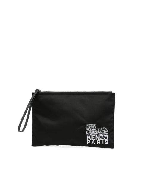 KENZO logo-embroidered clutch bag