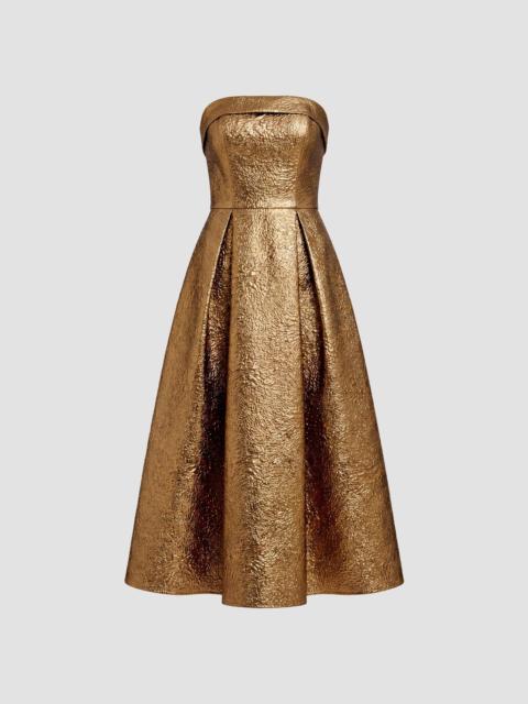 Dress The Population Women's Mika Strapless Tea-Length Dress - Gold