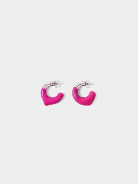 SUNNEI MINI RUBBERIZED EARRINGS SILVER / fucsia