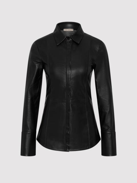 ST. AGNI Leather Panelled Shirt - Black