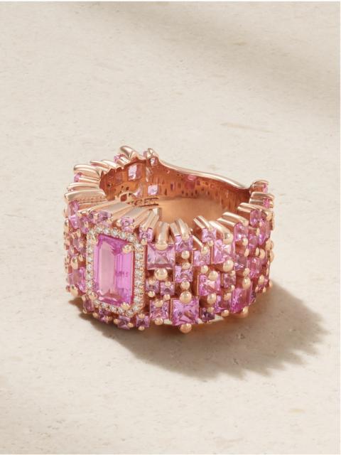SUZANNE KALAN 18-karat Rose Gold, Sapphire And Diamond Ring
