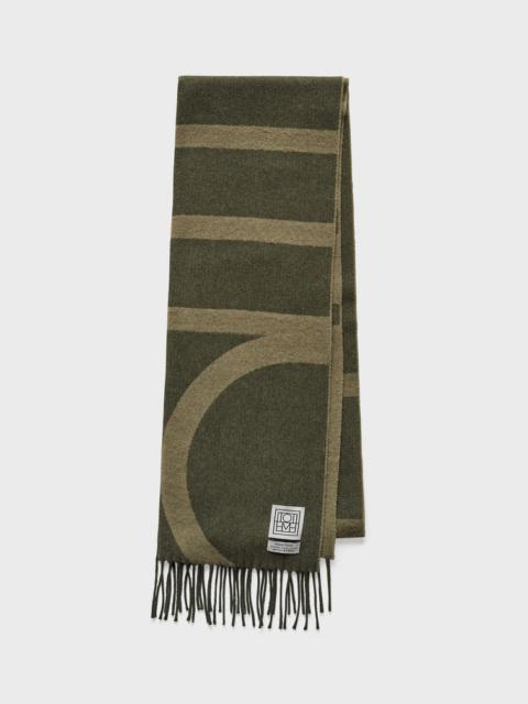 Totême Monogram jacquard wool scarf sage