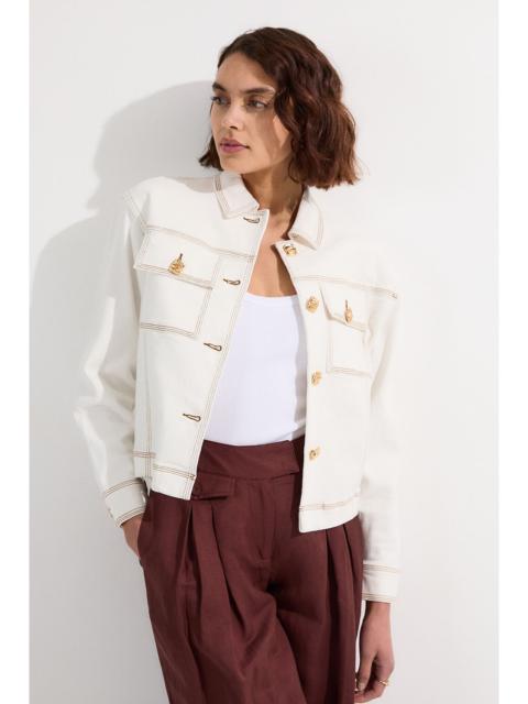 KAREN MILLEN Denim Button Front Tailored Jacket