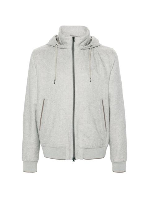 high-neck hooded jacket