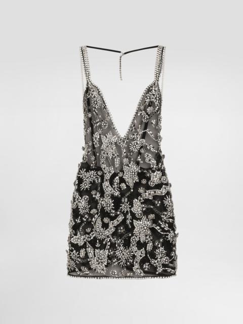 Dolce & Gabbana Short embroidered tulle dress