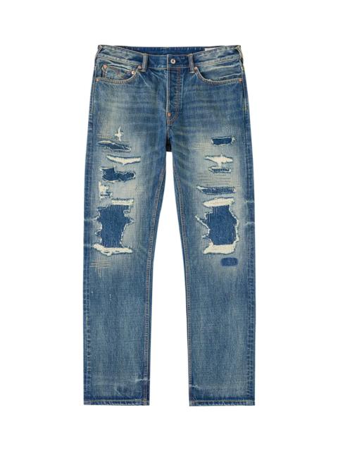 EVISU Seagull Print Distressed Jeans #2020
