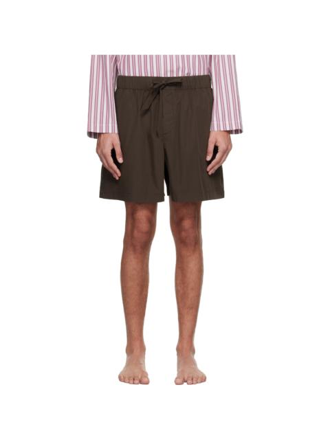 TEKLA Brown Poplin Pyjama Shorts