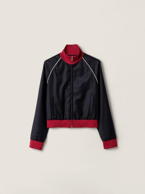Miu Miu Pinstriped zipper blouson jacket