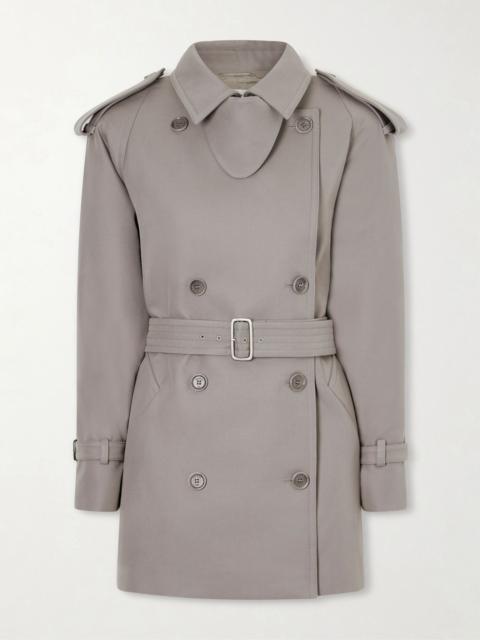 Max Mara Double-breasted belted cotton-gabardine cropped trench jacket Gray