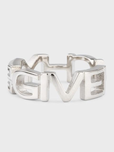 Givenchy Men's Logo Letters Silvery Band Ring