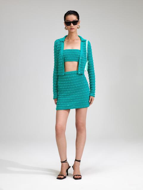 self-portrait Green Beaded Knit Jacket