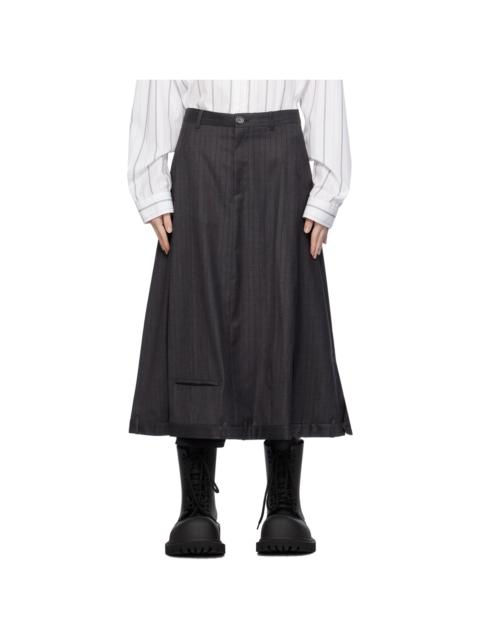 Gray Striped Midi Skirt