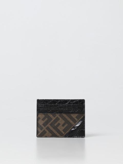 FENDI Fendi FF Diagonal coated cotton and leather credit card holder