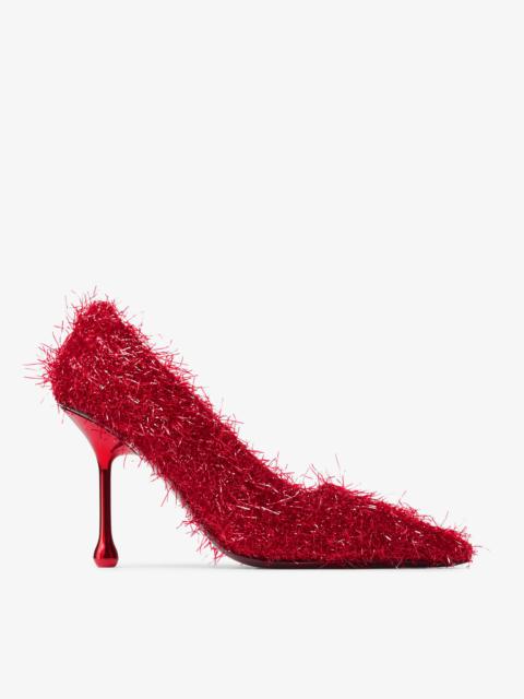 JIMMY CHOO Ixia 95
Ruby Red Tinsel Pumps