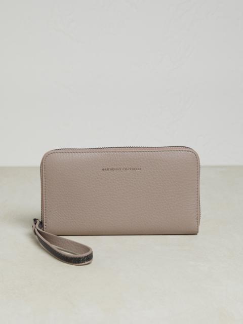 Brunello Cucinelli Texture calfskin wallet with precious zipper pull
